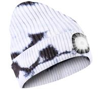 SPGOOD LED Beanie Beleuchtete Mütze mit Licht,Wiederaufladbare Winter Warm LED Haube mit Lampe für Angeln,Jogger,Camping,Laufen,Geschenke für Männer Frauen(Tie-Dye Schwarz)