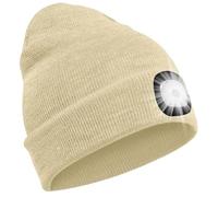 SPGOOD LED Beanie Beleuchtete Mütze mit Licht,Wiederaufladbare Winter Warm LED Haube mit Lampe für Angeln,Jogger,Camping,Laufen,Geschenke für Männer Frauen(Beige)