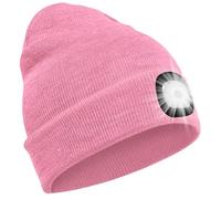 SPGOOD LED Beanie Beleuchtete Mütze mit Licht,Wiederaufladbare Winter Warm LED Haube mit Lampe für Angeln,Jogger,Camping,Laufen,Geschenke für Männer Frauen(Rosa)