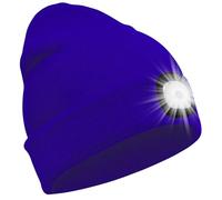 SPGOOD LED Mütze mit wiederaufladbarem Licht, Geschenk für Winter(Blau)