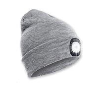 SPGOOD LED Mütze mit wiederaufladbarem Licht, Geschenk für Winter(Hellgrau)