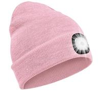 SPGOOD LED Mütze, Type-C wiederaufladbar, Geschenk für Winter(Helles Rosa)