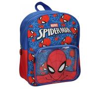 Spider-Man Kinderrucksack, offizielles Lizenzprodukt, Blau und Rot, mit transparenter Fronttasche und Reißverschlüssen, Einheitsgröße, ideal für Kindergarten und Schulbeginn