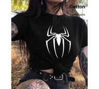 Spider-Man-Logo, Oberteil aus 100 % Baumwolle, tägliches, lässiges T-Shirt für Frühling und Sommer mit Rundhalsausschnitt und kurzen Ärmeln, bedruckte