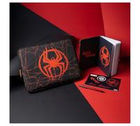Spider-Man Marvel Unisex-Geschenketui, schwarze Laptophülle mit Reißverschluss und Spinnennetz-Design, Notizbuch mit Gummi und passendem Kugelschreiber, offizielles Lizenzprodukt, Einheitsgröße für