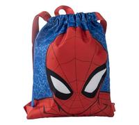 Spider-Man Schulrucksack für Jungen und Mädchen, Kinderrucksack mit verstellbarem Kordelzug und Griffen, 27 x 33 cm, 100% Polyester, Blau und Rot, offizielles Lizenzprodukt, ideal für Schule und