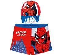 Spiderman Badeanzug für Kinder + Spiderman Marvel Cap | Badeanzug und Marvel Cap | Spiderman Badeanzug für Strand oder Pool + verstellbare Spiderman-Kappe (as3, Age, 8_Years, Regular, Rot)