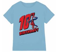 Spiderman Birthday 10 Unisex Kids T Shirt, Light Blue, 9-10 Years