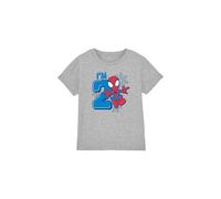 Marvel Boy's Spiderman Cute Spidey Birthday 2 Unisex Kids T-Shirt, Athletic Heather, 3-4 Jahre