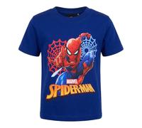 Spiderman Jungen T-Shirt Kurzarm aus 100% Baumwolle, Kinder Shirt in Blau oder Schwarz mit Spider-Man Motiv, Größen 98-128