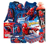 Spiderman Spider Man Spider-Man 9 Teile Set Schulranzen Ranzen Schulrucksack Federmappe Tasche Schultüte 85 cm Tornister mit Sticker-von-Kids4shop