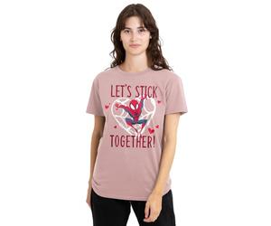 Spiderman Valentine's Day Stick Together Ladies T Shirt, Pink, X-Large