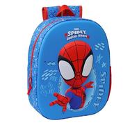 Spidey 3D Schulrucksack mit 3D-Design, anpassbar an den Wagen, ideal für Kinder verschiedener Altersgruppen, bequem und vielseitig, Qualität und Widerstandsfähigkeit, 27 x 10 x 33 cm, Marineblau/Rot