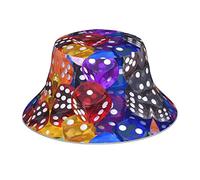 Spiel-Würfel-Set bedruckt reflektierender Fischerhut: leicht, atmungsaktiv, faltbar. Unisex für Camping, Wandern und andere Outdoor-Aktivitäten. Vier Jahreszeiten schwarz, Schwarz , One size