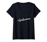 Spielermama für Fußball Handball Volleyball Fussball T-Shirt mit V-Ausschnitt