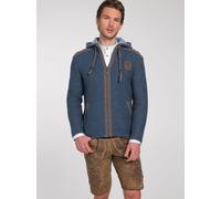 Spieth & Wensky Strickjacke Dakar 70 cm mit Sweater-Kapuze M (50) blau Herren Strickjacken Trachtenjacken Trachtenmode M (50) jeansblau, beige, braunmeliert