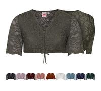 Spieth & Wensky Dirndlbluse Ansbach | Damen Dirndl-Bluse mit V-Ausschnitt | Spitze Kurzarm Oliv 44