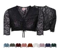 Spieth & Wensky Dirndlbluse Ansbach | Damen Dirndl-Bluse mit V-Ausschnitt | Spitze Kurzarm schwarz 46