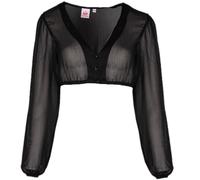 Spieth & Wensky Dirndlbluse Efeu aus Chiffon | V-Ausschnitt Langarm | Damen (DE/NL/SE/PL, Numerisch, 34, Regular, Regular, schwarz)