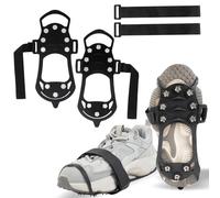 Spikes für Schuhe Winter, Schuhspikes Schnee und EIS 10 Zähne mit Erweiterter Ersatz-Klettverschluss, Anti Rutsch Schuhkrallen Steigeisen für Wandern Outdoor Running Trekking, S