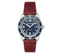 Spinnaker Fleuss Automatik-Uhr für Herren, Miyota 8215 Taucher Armbanduhr, 43 mm Edelstahlgehäuse, echtes Lederarmband, wasserdicht 150 m, Preußisches Blau, SP-5055-08