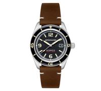 Spinnaker Fleuss Automatik-Uhr für Herren, Miyota 8215 Taucher Armbanduhr, 43 mm Edelstahlgehäuse, echtes Lederarmband, wasserdicht 150 m, Schwarz, SP-5055-01