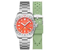 Spinnaker Herren 39mm Croft 39 GMT Automatik Limitierte Auflage Uhr mit massivem Edelstahlarmband SP-5157, Feuerrot, Armband