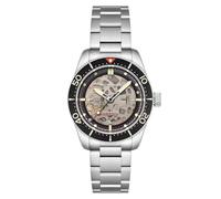 Spinnaker Herren-Automatikuhr Croft 42 Skelett mit massivem Edelstahlarmband SP-5134, Schwarze Keramik, Armband