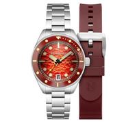Spinnaker Herren Automatikuhr Junior Piccard 42 mm mit massivem Edelstahlarmband SP-5159, Feuerrot