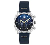 Spinnaker Hull Chronograph für Herren - Seiko VK73 Mecha-Quarzwerk, 42 mm 316L-Edelstahlgehäuse, echtes Lederarmband, wasserdicht 100 m, Lapislazuli-Blau - SP-5068-03