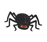 Spinne mit 8 Beinen Schwarz Aufnäher zum aufbügeln oder aufnähen Bügelbild Aufbügler für Kleidung gestickter Bügelpatch Applikation Spider Patch Größe 8,8 x 4,7 cm