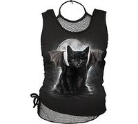 Spiral - Bat Cat - 2In1 Neck Tie Mesh Top Schwarz - S