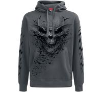 Spiral Bat Skull Kapuzenpullover grau in XXL