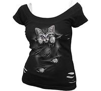 Spiral - Bright Eyes - 2In1 White Ripped Top Schwarz - XL