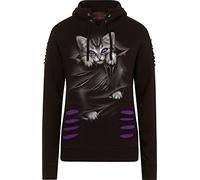 Spiral - Bright Eyes - Hoodie mit großer Kapuze - Destroyed-Look - Lila-Schwarz - XL