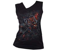 Spiral - Burnt Rose - Top mit Geraffter & schräger Schulterpartie - Schwarz - XL