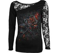 Spiral - Burnt Rose - Lace One Shoulder Top Schwarz - M