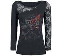 Spiral - Burnt Rose - One-Shoulder-Top mit Spitze - Schwarz - XL