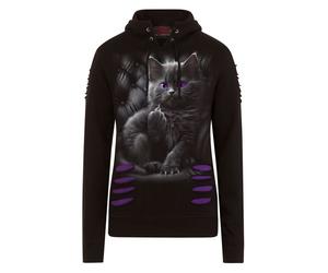 Spiral Cattitude Kapuzenpullover schwarz lila in S