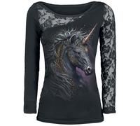 Spiral Celtic Unicorn Langarmshirt schwarz in XXL