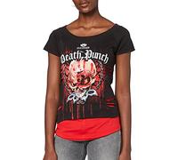 Spiral Damen 5fdp-Assassin-Licensed Band 2in1 Ripped Top T-Shirt, Schwarz (Black & Red 005), 34 (Herstellergröße: Small)