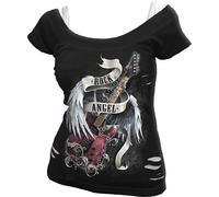 Spiral Damen Rock Angel - 2in1 White Ripped Top Black T-Shirt (1er Pack)