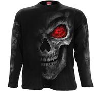 Spiral Männer-Langarmshirt Death Stare – mit Totenköpfen, 100% Baumwolle, schwarz – XXL