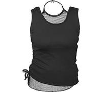 Spiral Direct Damen Gothic Rock - 2in1 Neck Tie Mesh Top Black Top, Schwarz (Black 001), 42 (Herstellergröße: Large)