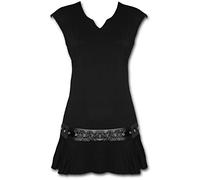 SPIRAL DIRECT Damen Nieten Taille Schwarzes Viskose Kleid Größen S - XL - Schwarz, 48/50