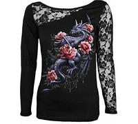 Spiral - Dragon Rose Slant - Lace One Shoulder Top Schwarz - XXL