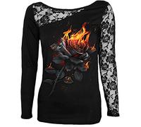 Spiral Flaming Rose Frauen Langarmshirt schwarz