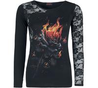 Spiral Flaming Rose Langarmshirt schwarz in XXL