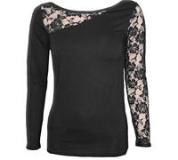 Spiral - Gothic Elegance - Lace One Shoulder Top Schwarz - S