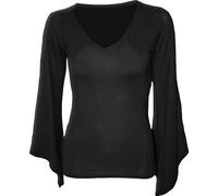 Spiral - Gothic Elegance - V Neck Goth Sleeve Top Schwarz - S